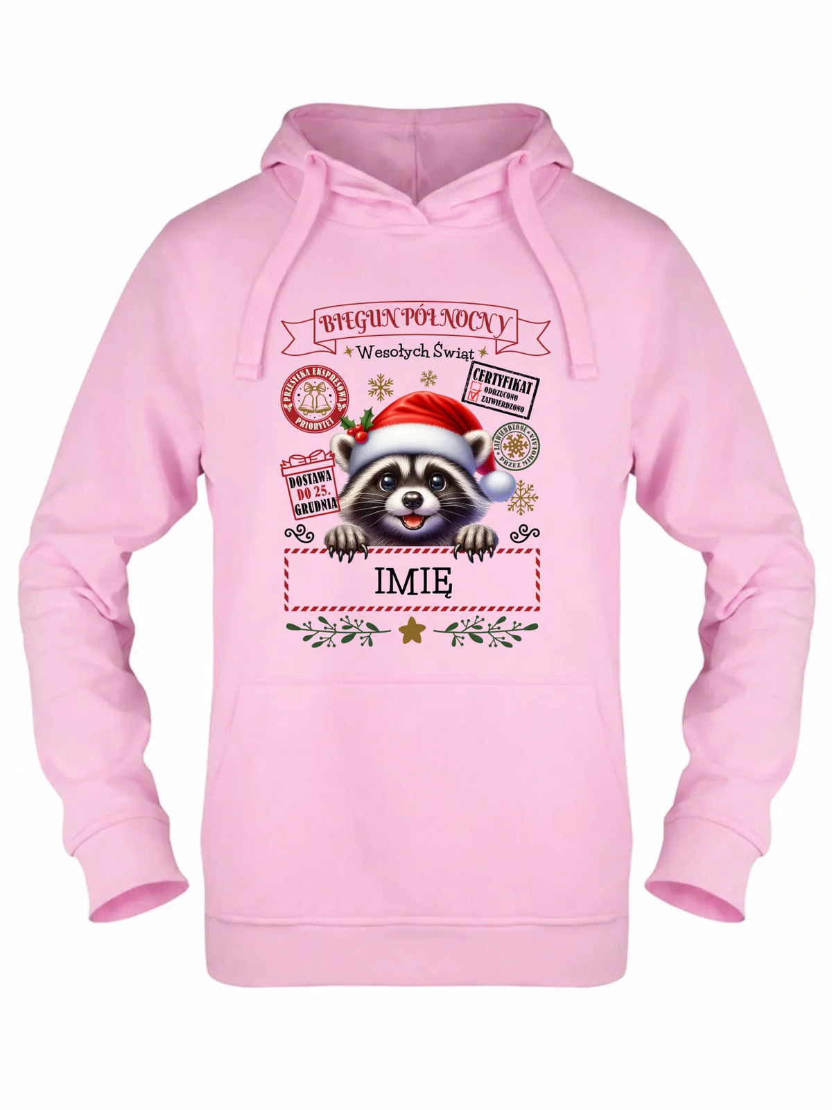 Bluza damska z kapturem świąteczna - Szop Paczka od Mikołaja - personalizowana BN145