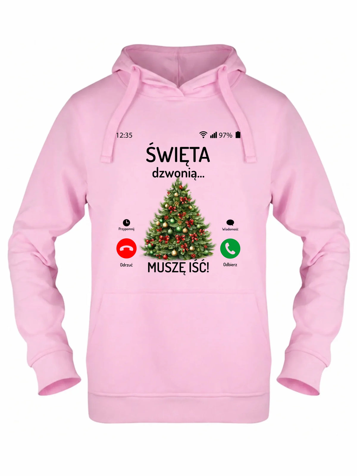 Bluza damska z kapturem świąteczna - Choinka Święta dzwonią muszę iść BN124