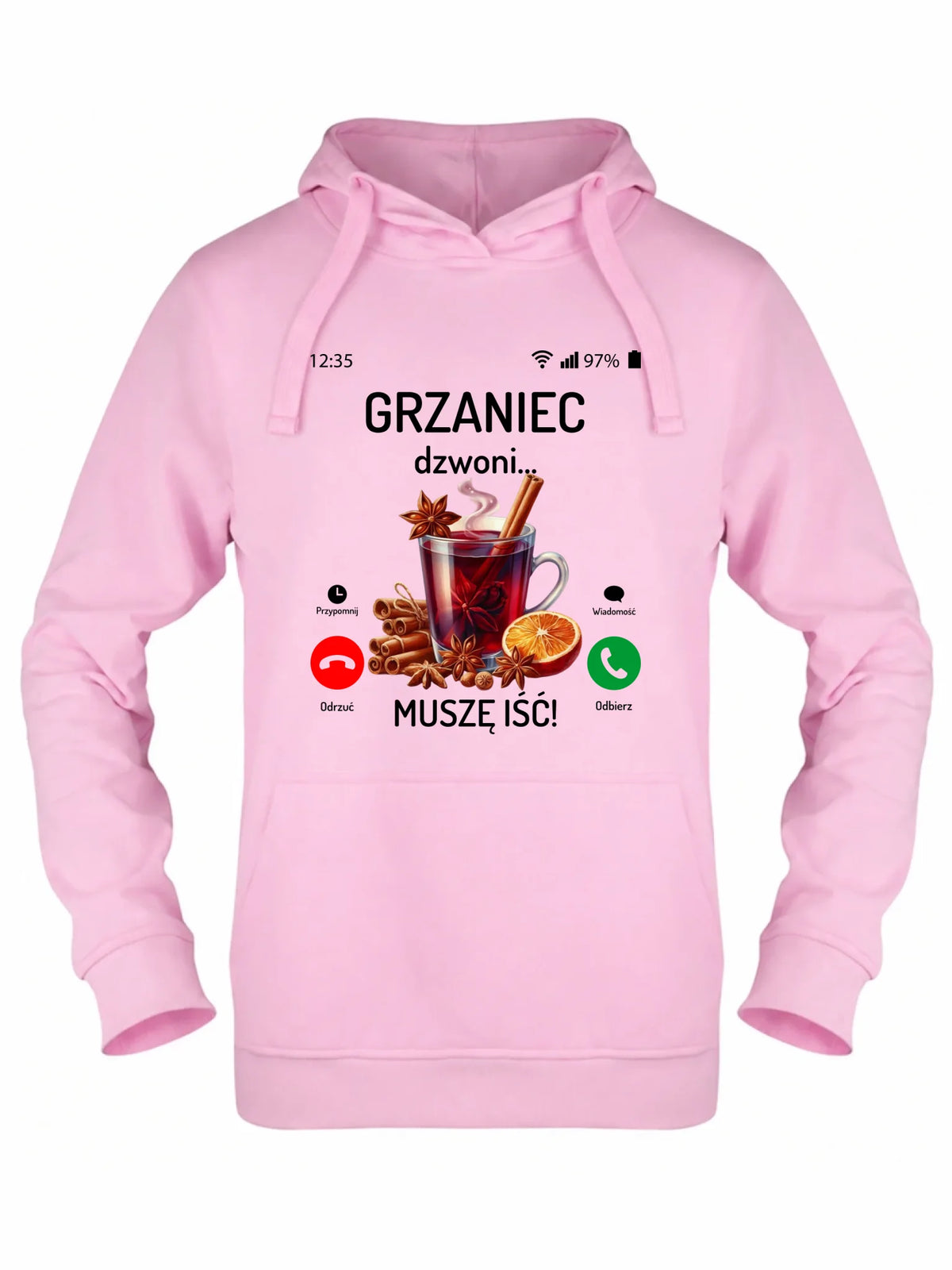 Bluza damska z kapturem świąteczna - Grzaniec dzwoni, muszę iść BN127