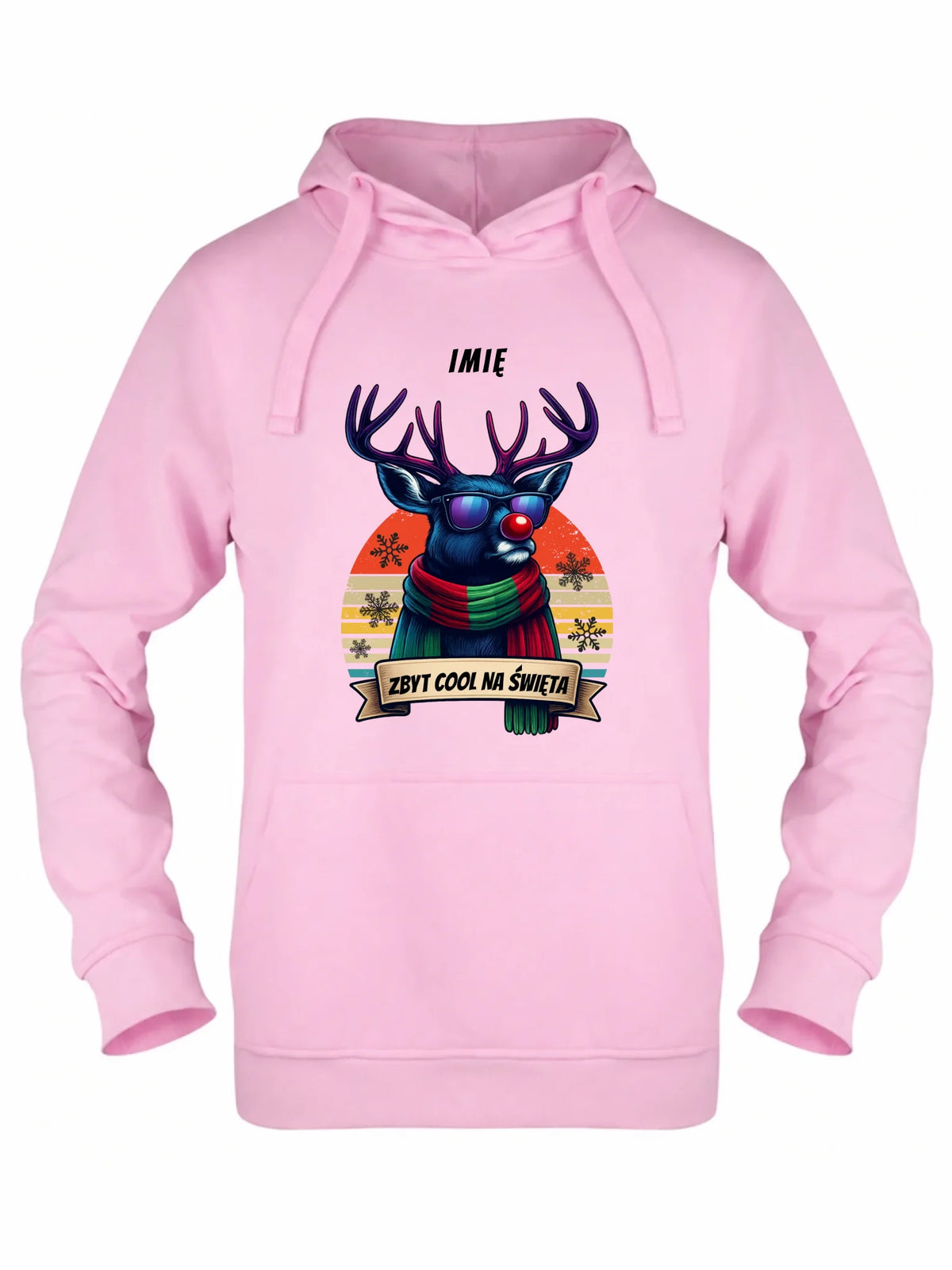 Bluza damska z kapturem świąteczna z reniferem - Zbyt cool na święta - personalizowana BN128