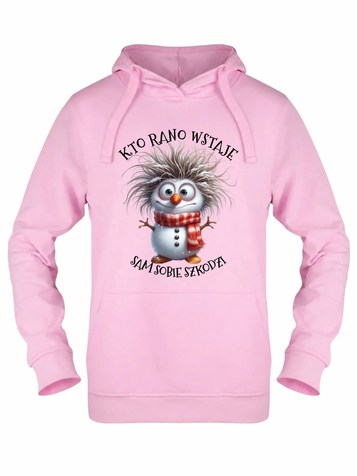 Bluza damska z kapturem świąteczna - Bałwanek - Kto rano wstaje sam sobie szkodzi BN133