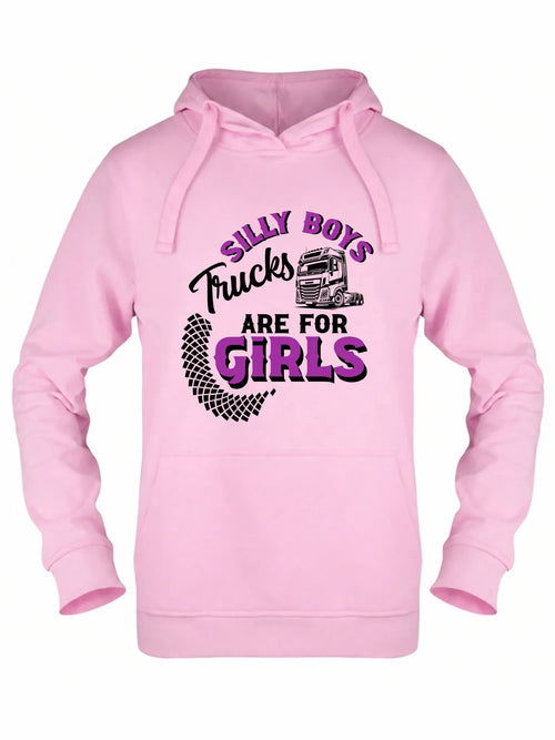 Bluza damska z kapturem - kierowca ciężarówki - Silly boys trucks are for girls ZKT11