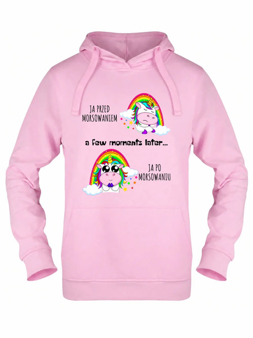 Bluza damska z kapturem - prezent dla morsa - Jednorożec - Ja po morsowaniu HM11