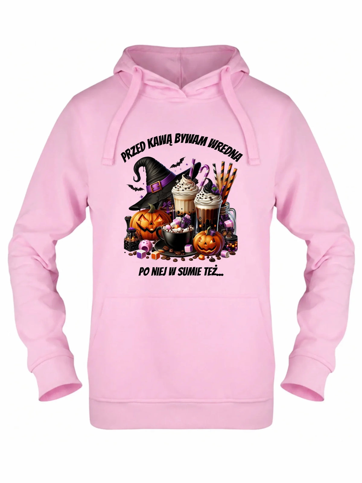 Bluza damska z kapturem Halloween – Przed kawą bywam wredna, po niej w sumie też HL30