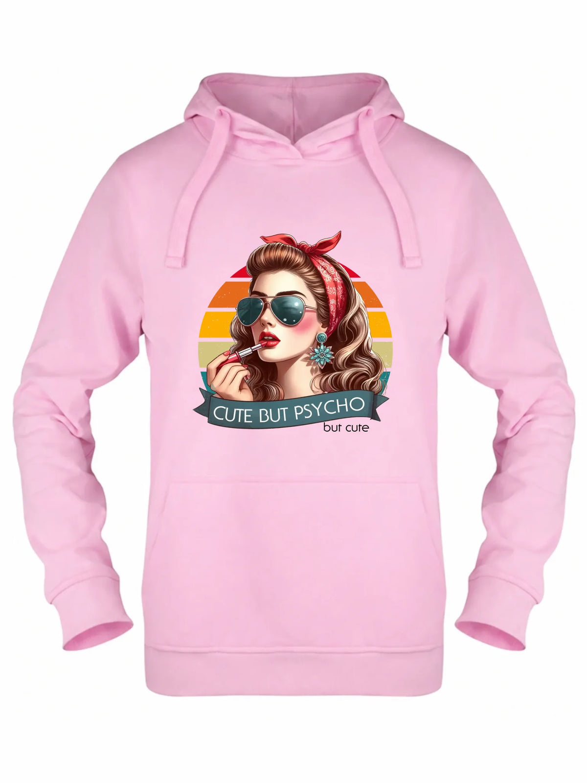 Bluza damska z kapturem – Cute but psycho - w stylu retro DZ09