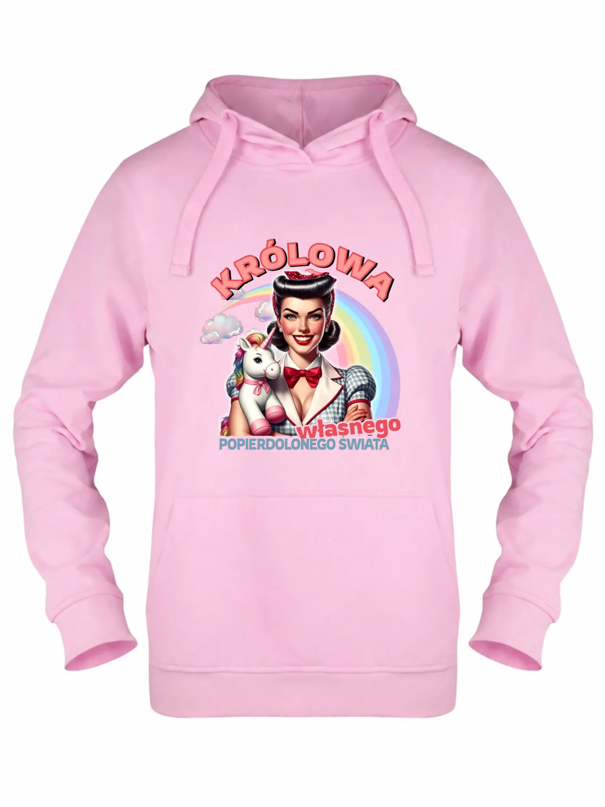 Bluza damska z kapturem retro – Królowa własnego popierd*onego świata - bez cenzury DZ08
