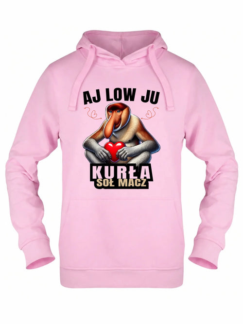 Bluza damska z kapturem dla par - Janusz nosacz - Aj low ju kurła W26