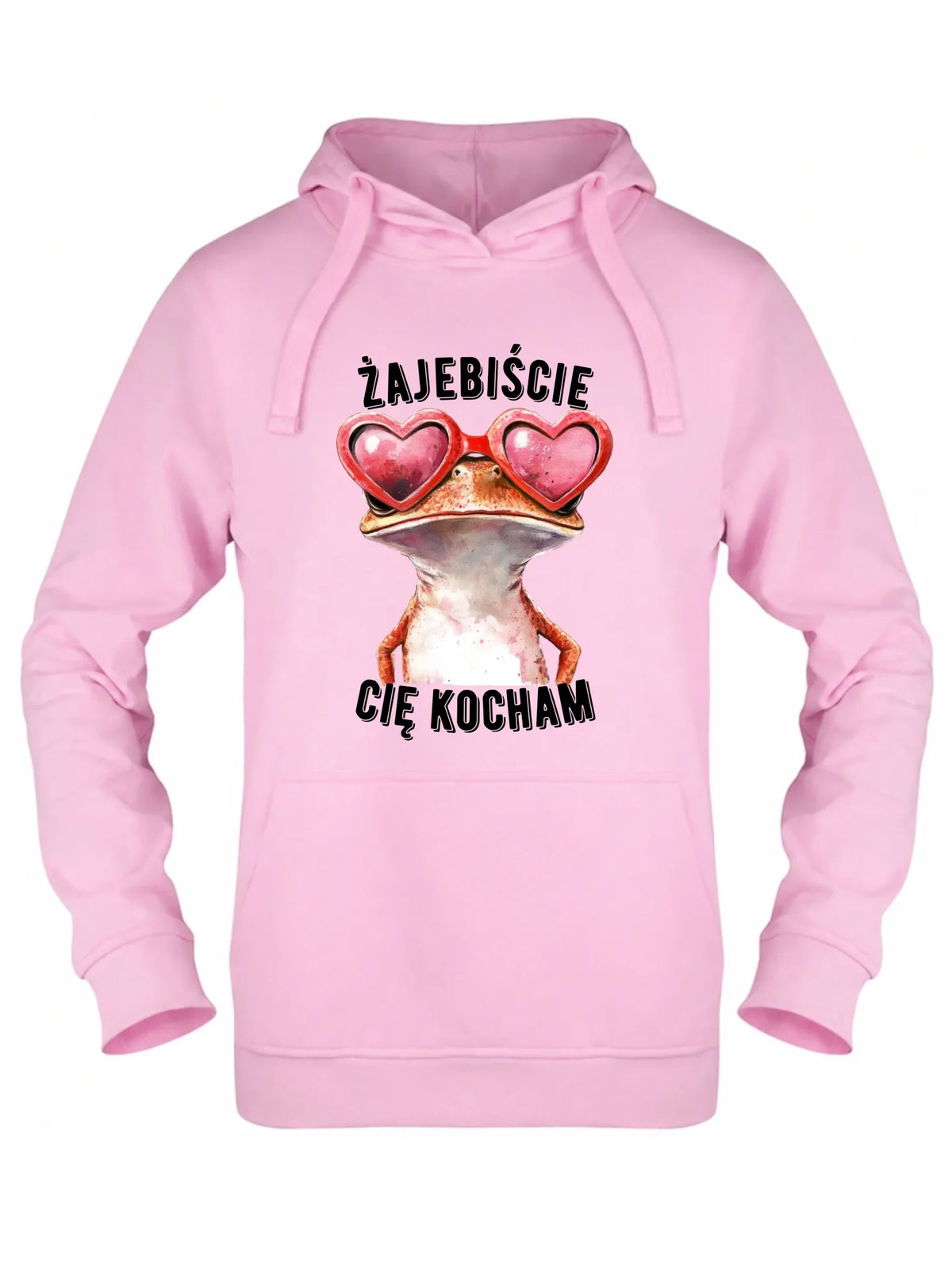 Bluza damska z kapturem dla par - Żajebiście Cię Kocham Żaba W17