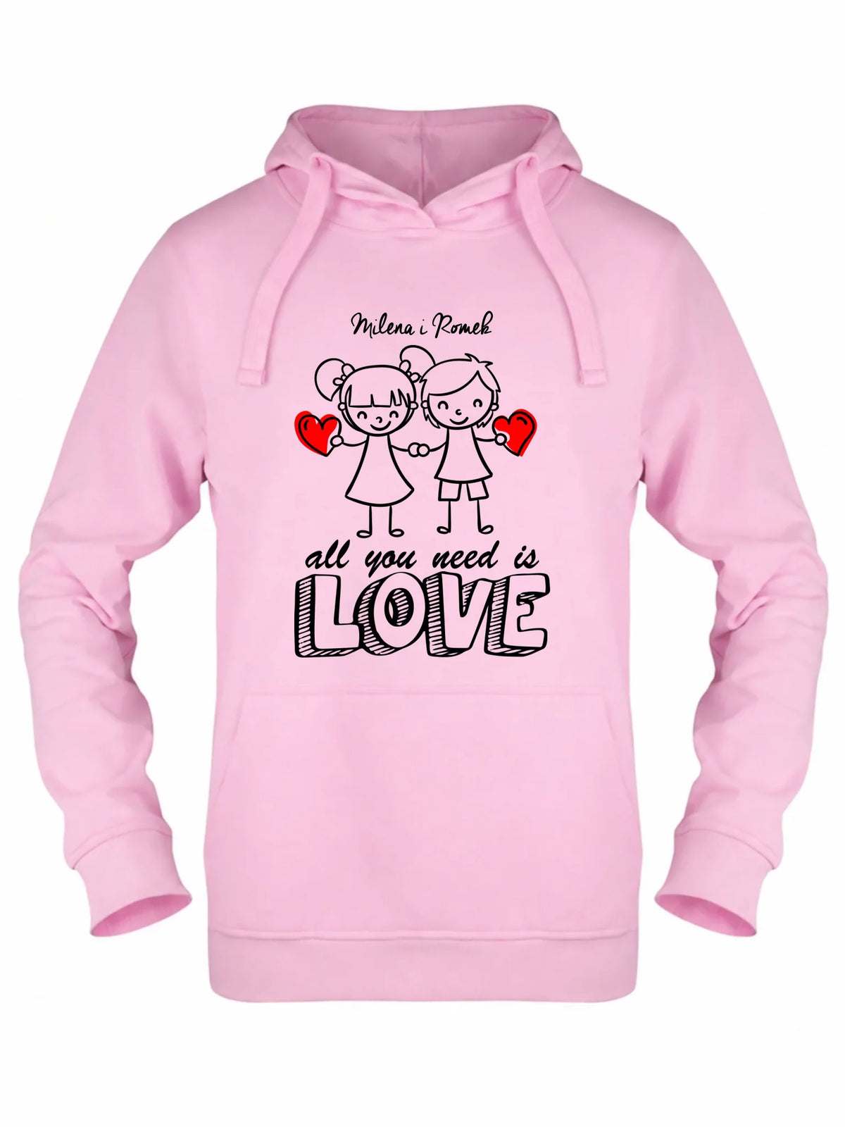 Bluza damska z kapturem dla par - All You need is love - personalizowana W13