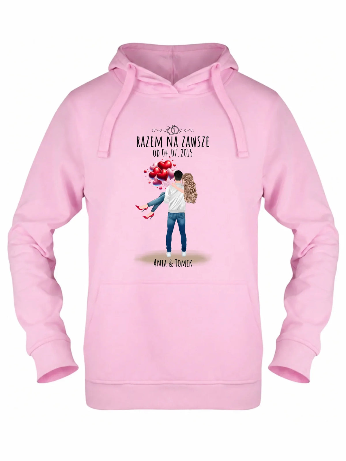 Bluza damska z kapturem dla par na rocznicę - Razem na zawsze - personalizowana W14