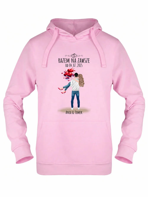 Bluza damska z kapturem dla par na rocznicę - Razem na zawsze - personalizowana W14