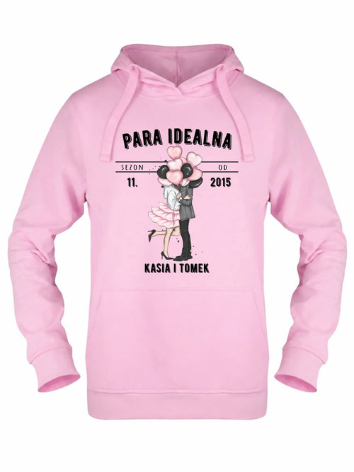 Bluza damska z kapturem dla par na rocznicę - Para idealna - personalizowana W11