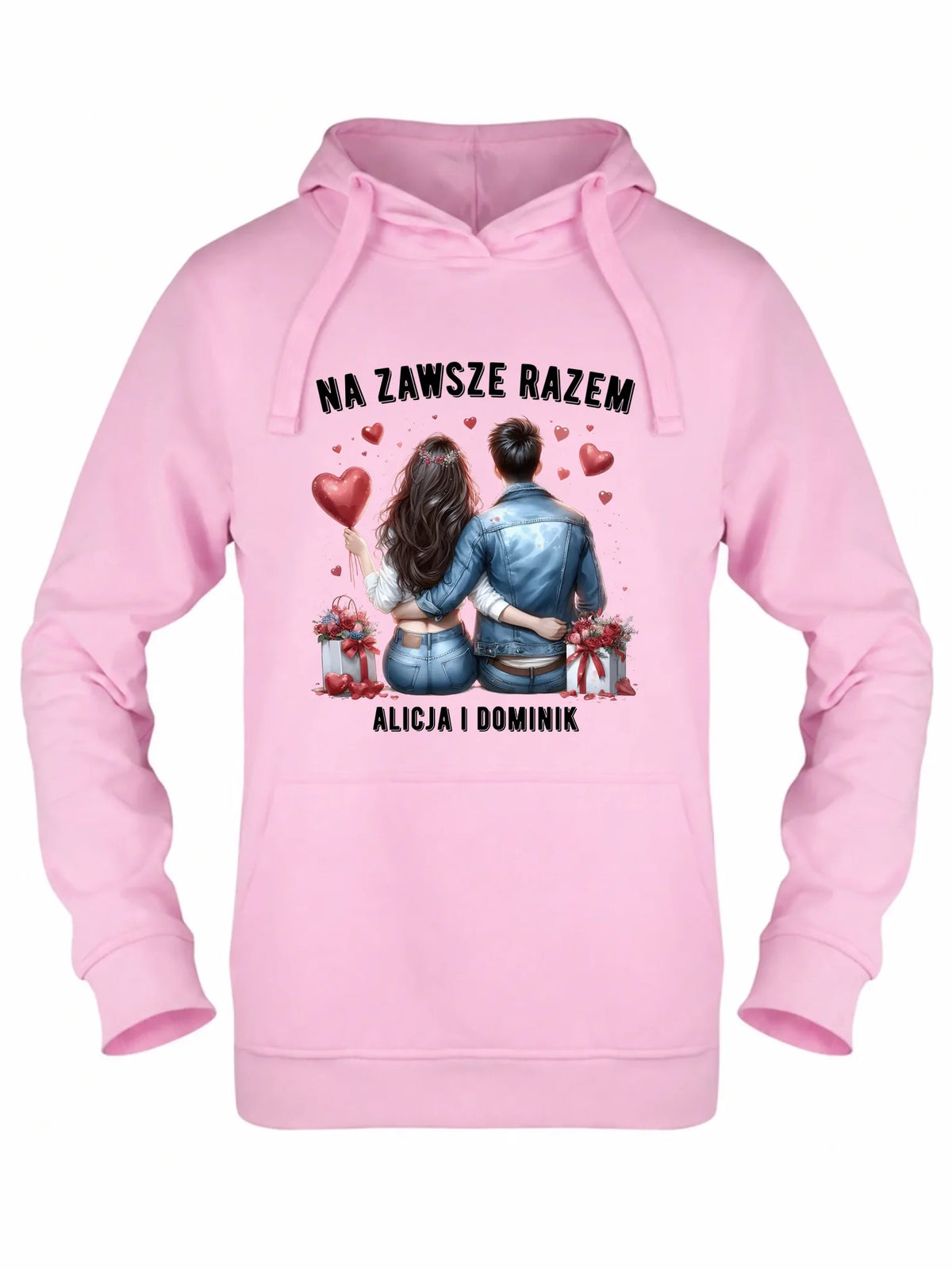 Bluza damska z kapturem dla par - Na zawsze razem - personalizowana W07