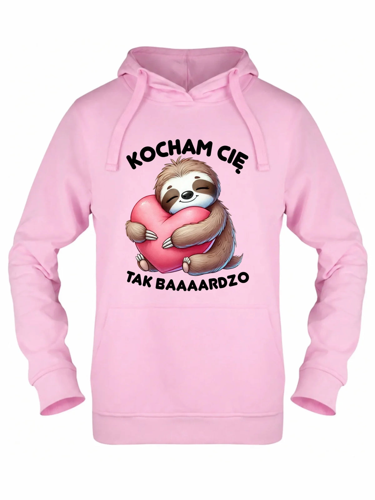 Bluza damska z kapturem - Leniwiec Kocham Cię tak baaaardzo W16