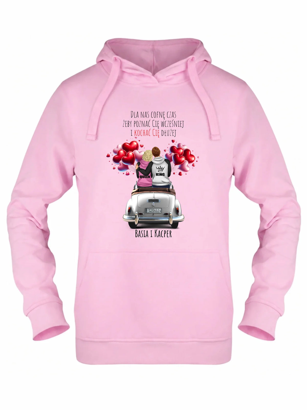 Bluza damska z kapturem dla par - Dla nas cofnę czas - personalizowana W08