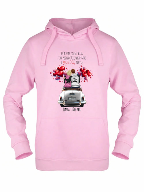Bluza damska z kapturem dla par - Dla nas cofnę czas - personalizowana W08