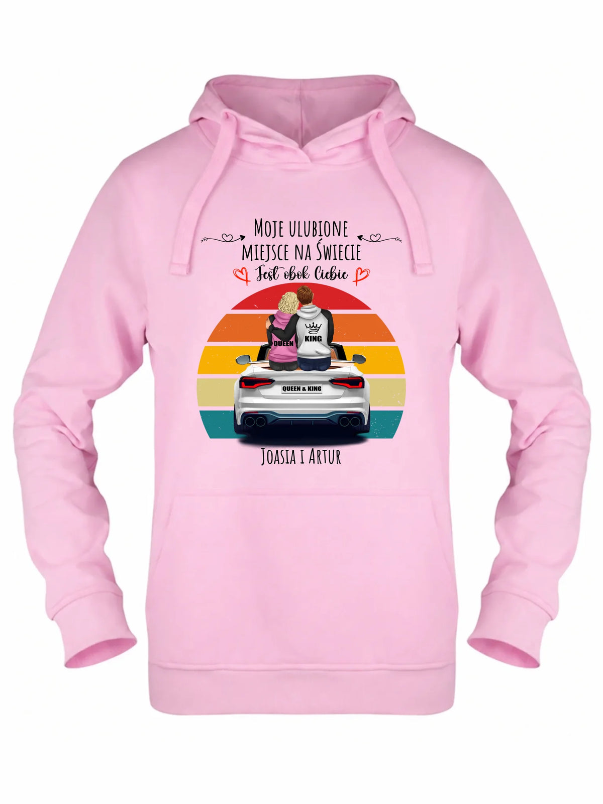 Bluza damska z kapturem dla par - Moje ulubione miejsce - personalizowana W06