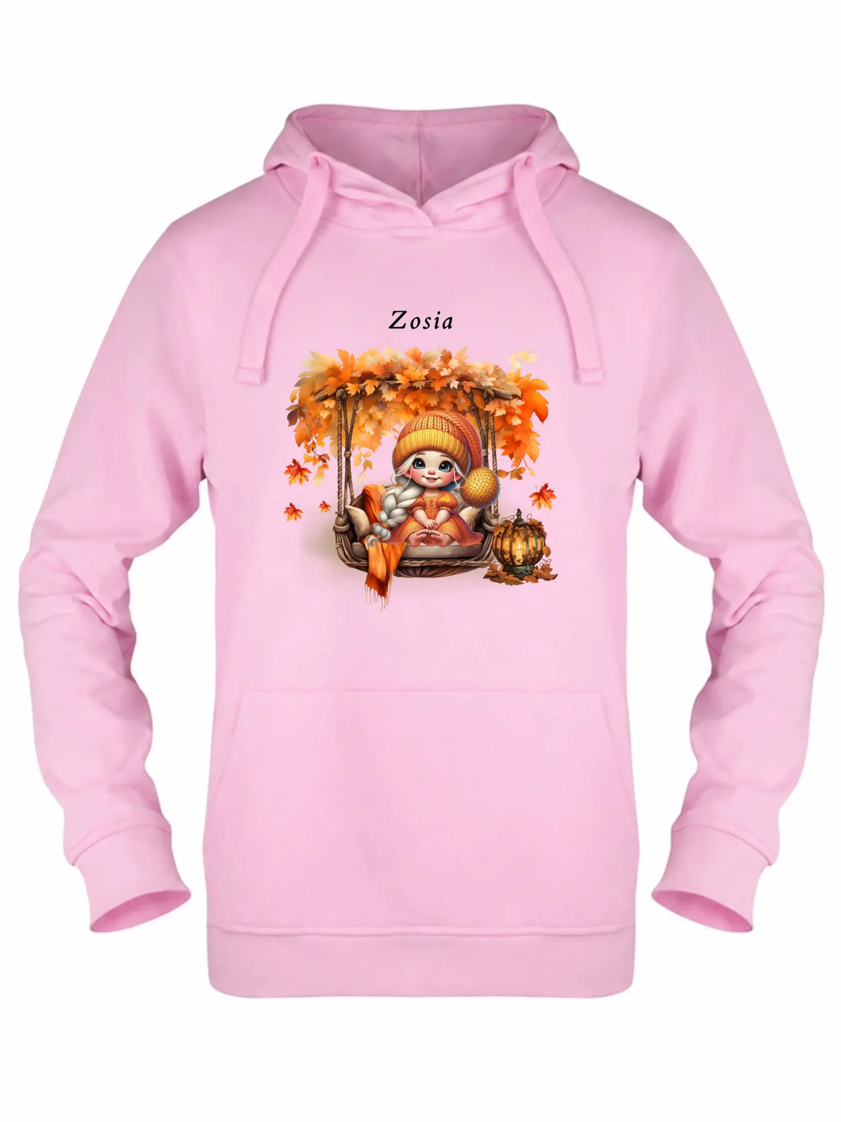Bluza damska z kapturem jesieniara - Dziewczynka z liśćmi - personalizowana JS17