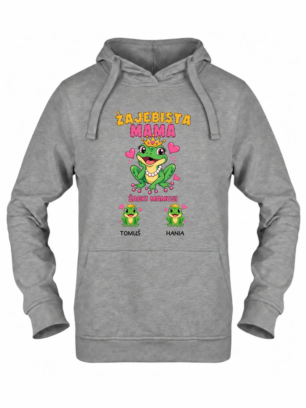 Bluza z kapturem dla mamy z imionami dzieci - Żabki Mamusi - personalizowana DM54