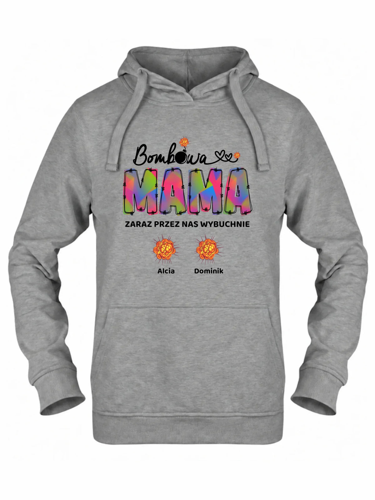 Bluza z kapturem dla mamy z imionami dzieci - Bombowa mama - personalizowana DM53