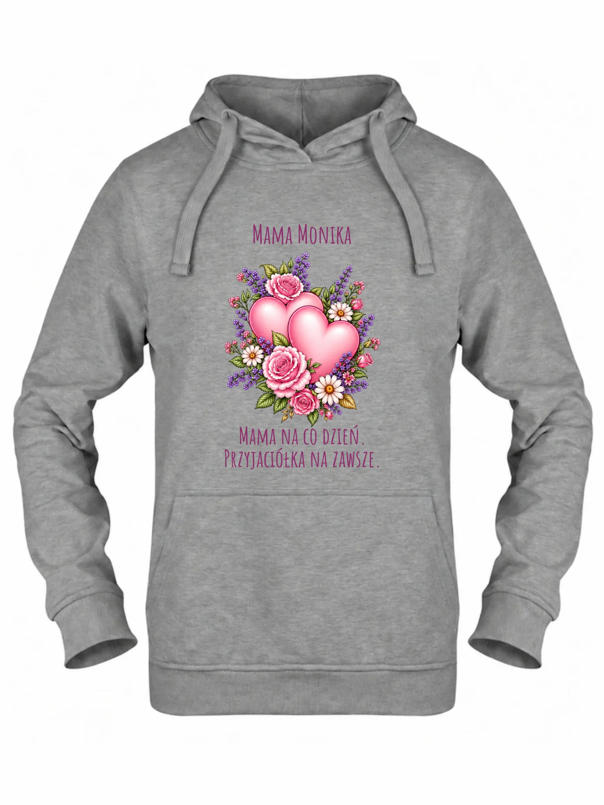 Bluza z kapturem dla mamy - Bukiet z sercami przyjaciółka - personalizowana DM39