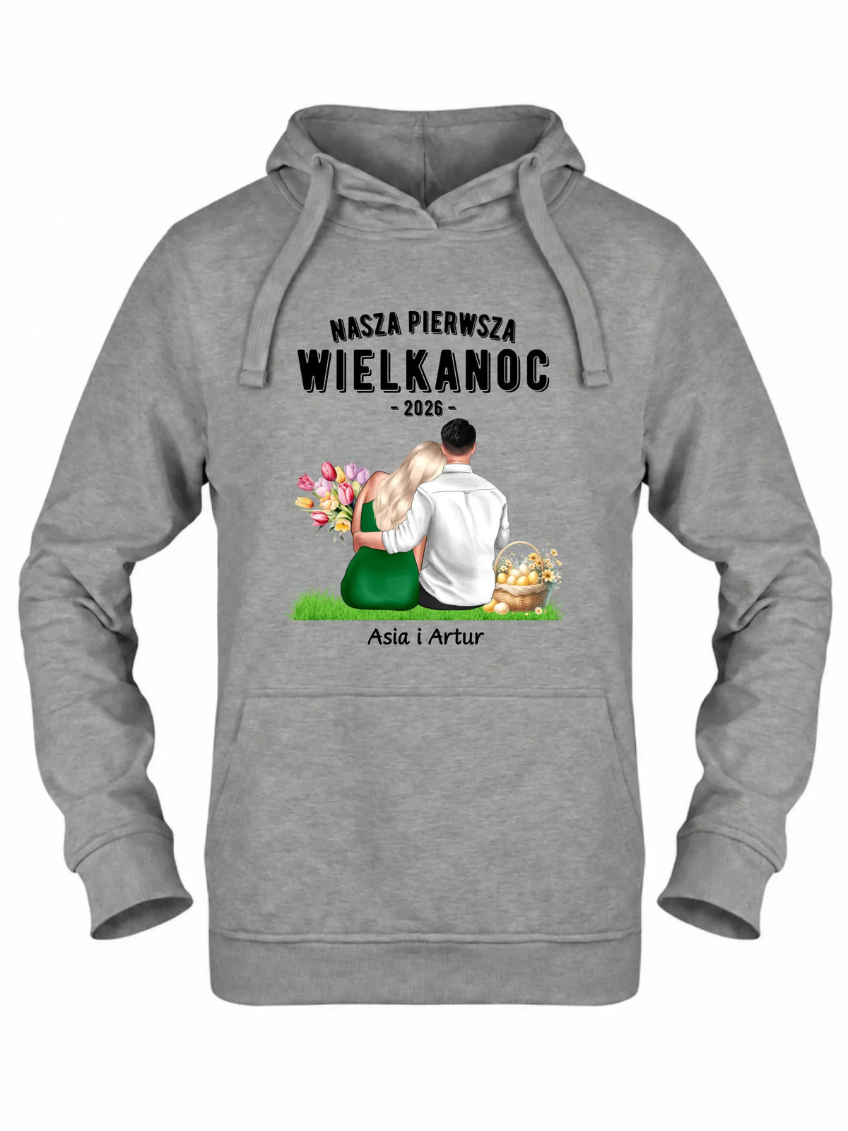Bluza damska z kapturem wielkanocna dla par - Nasza pierwsza Wielkanoc - personalizowana WN16