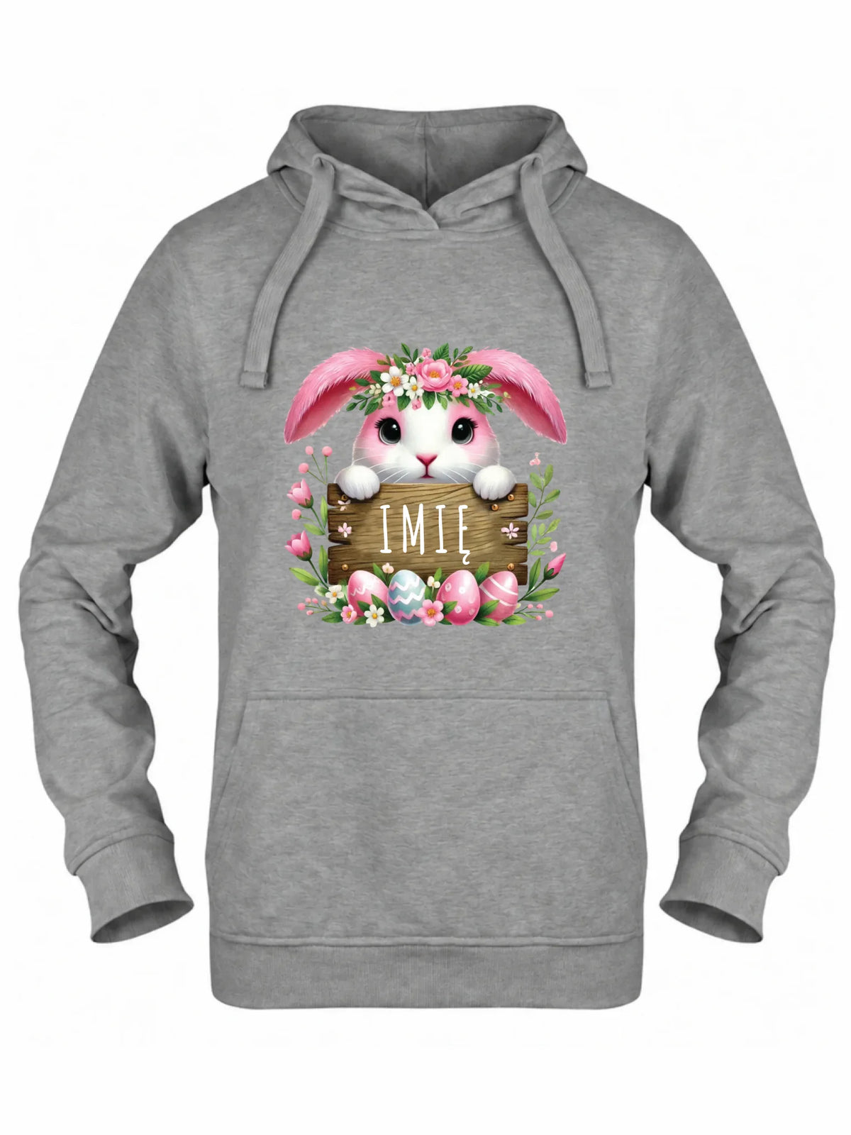 Bluza damska z kapturem na Wielkanoc - Różowy Zajączek - personalizowana WN07