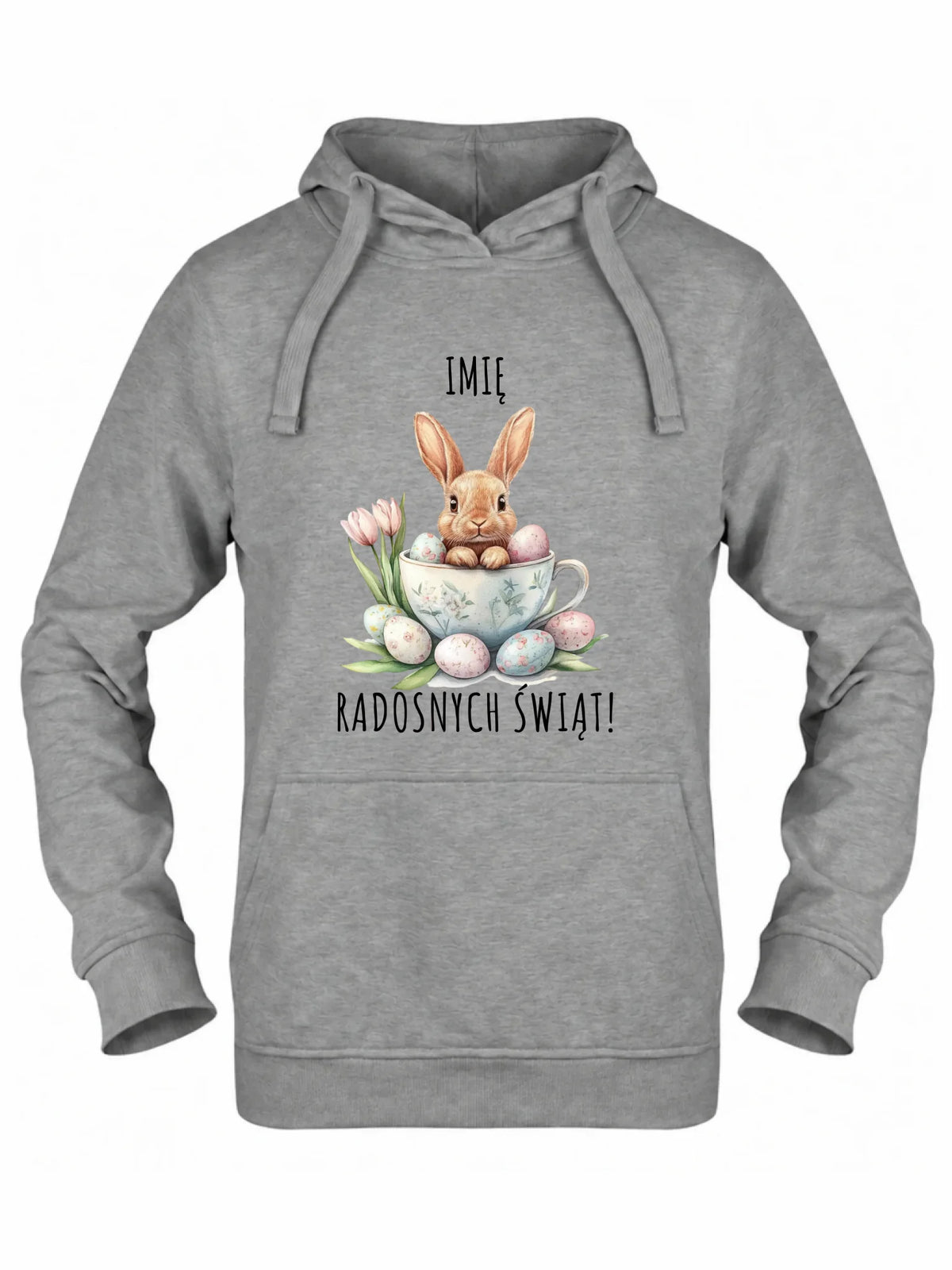 Bluza damska z kapturem na Wielkanoc - Zajączek radosnych świąt - personalizowana WN01