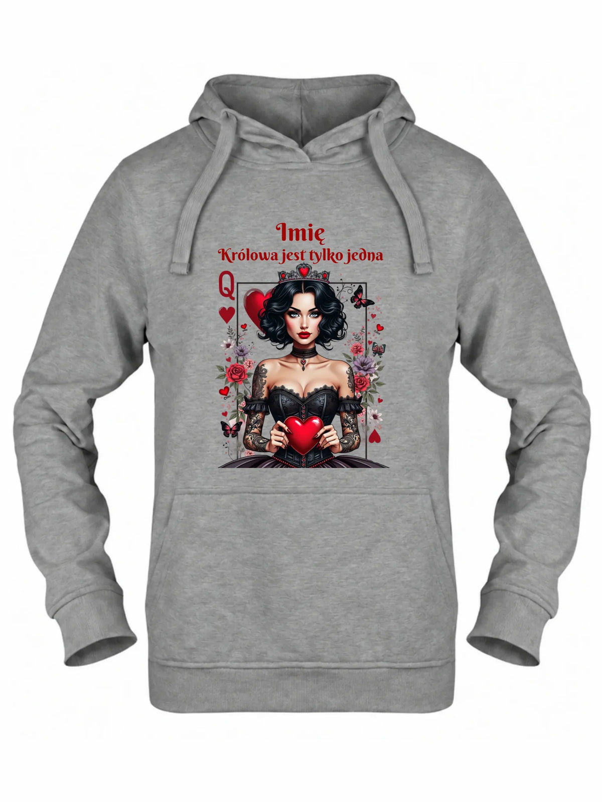 Bluza damska z kapturem - Królowa jest tylko jedna - personalizowana W46