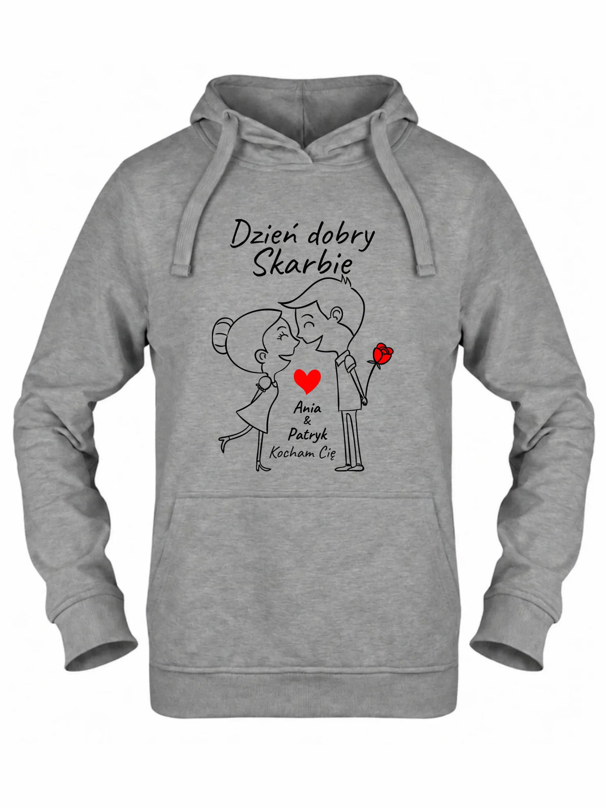 Bluza damska z kapturem dla par - Dzień dobry Skarbie - personalizowana W15