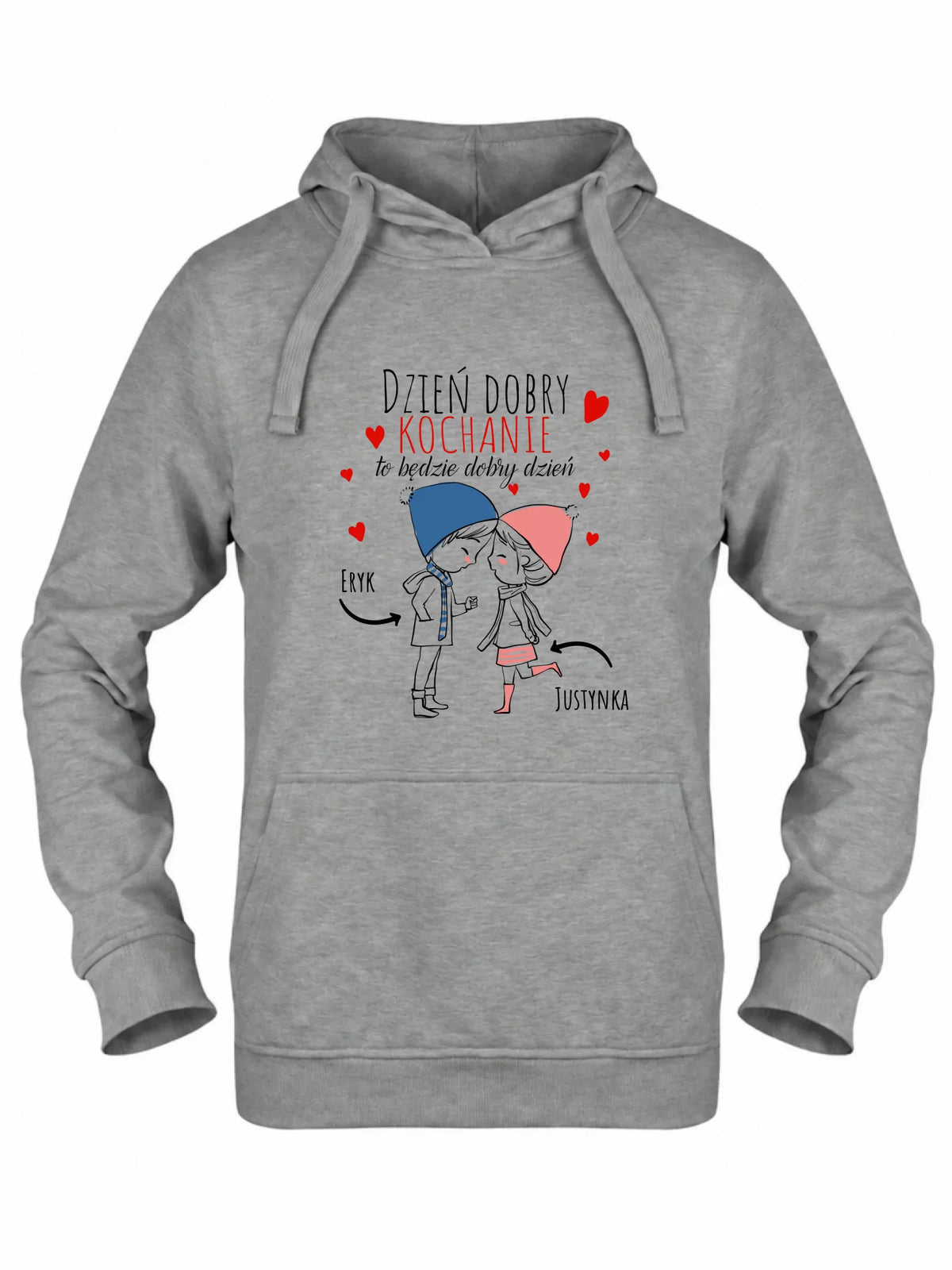 Bluza damska z kapturem dla par - Dzień dobry Kochanie - personalizowana W10