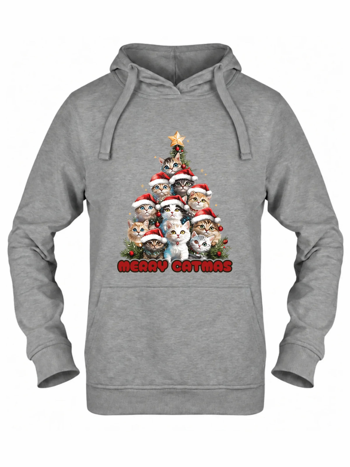 Bluza damska z kapturem świąteczna - Kocia choinka Merry Catmas BN20