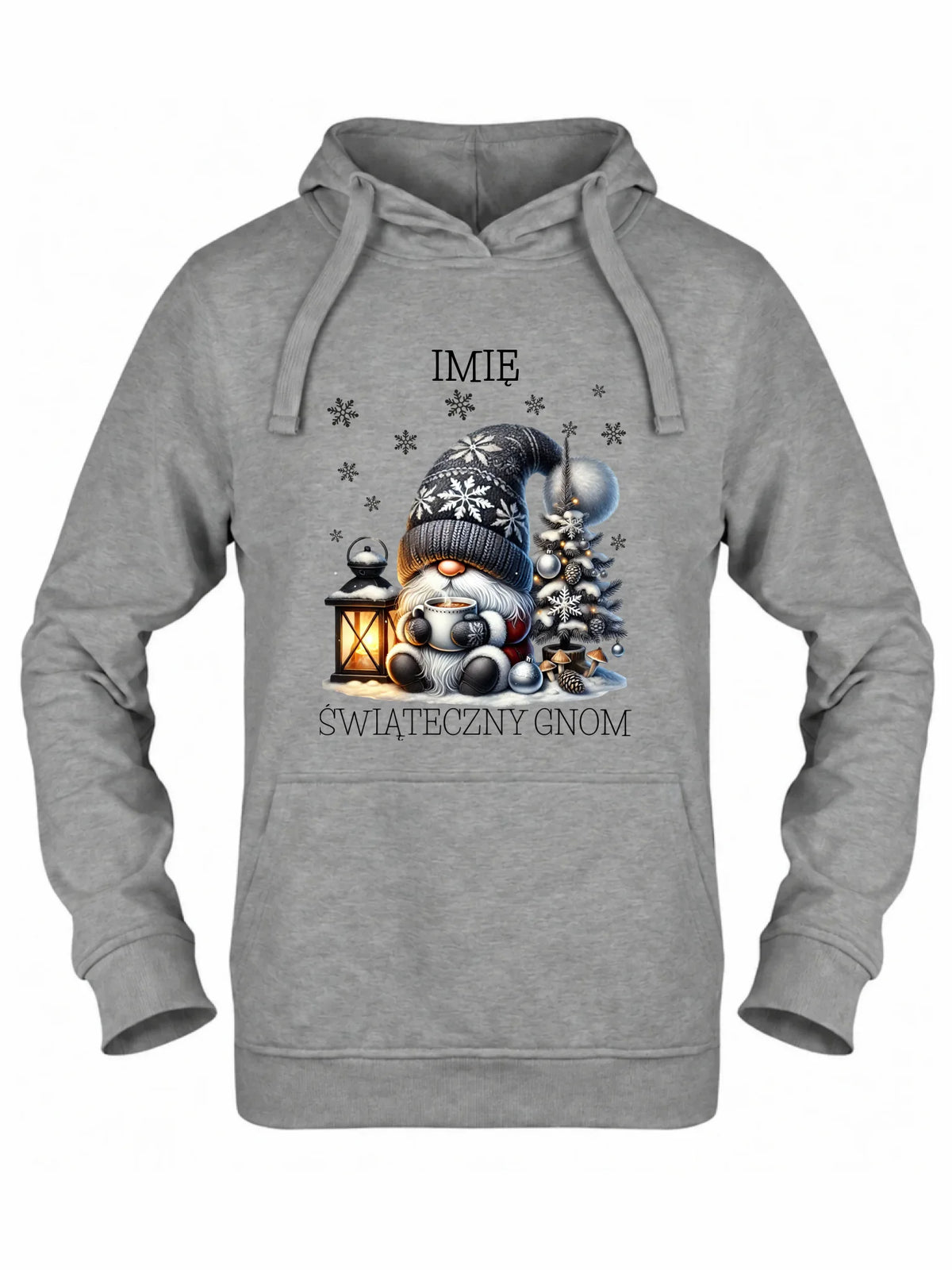 Bluza damska z kapturem świąteczna - Gnom z czekoladą - personalizowana BN41