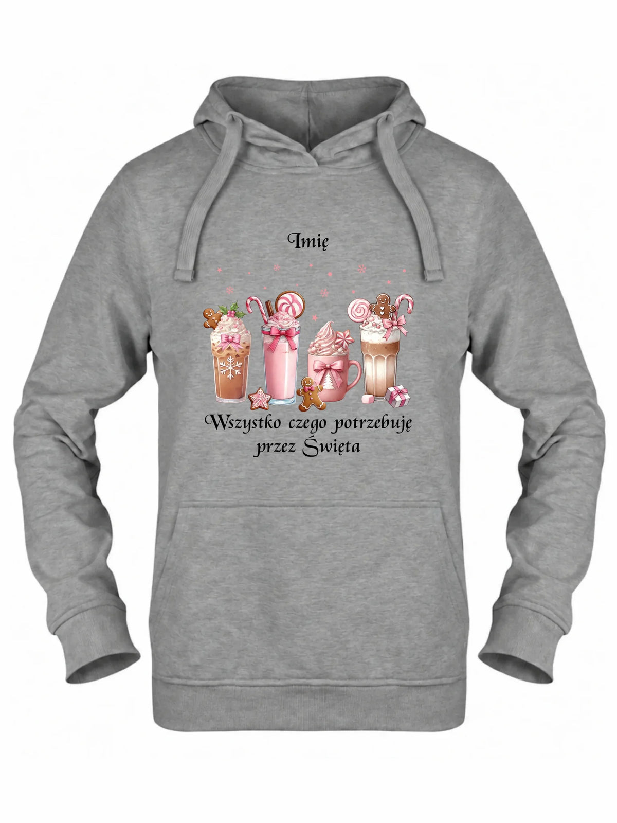 Bluza damska z kapturem świąteczna - Zimowa kawa Wszystko czego potrzebuję przez Święta - personalizowana BN46
