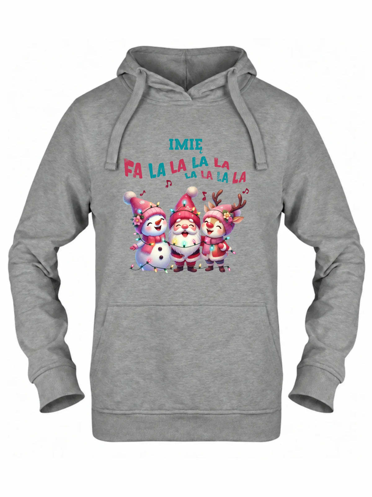 Bluza damska z kapturem świąteczna - Fa la la la - personalizowana BN51