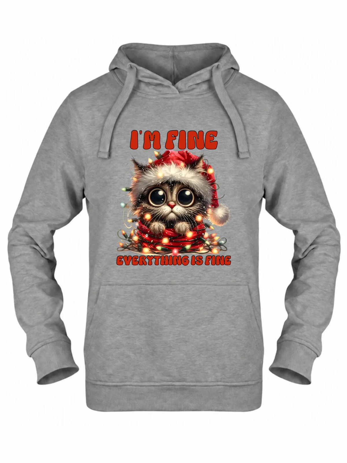 Bluza damska z kapturem świąteczna - Kotek I'm fine everything is fine BN67