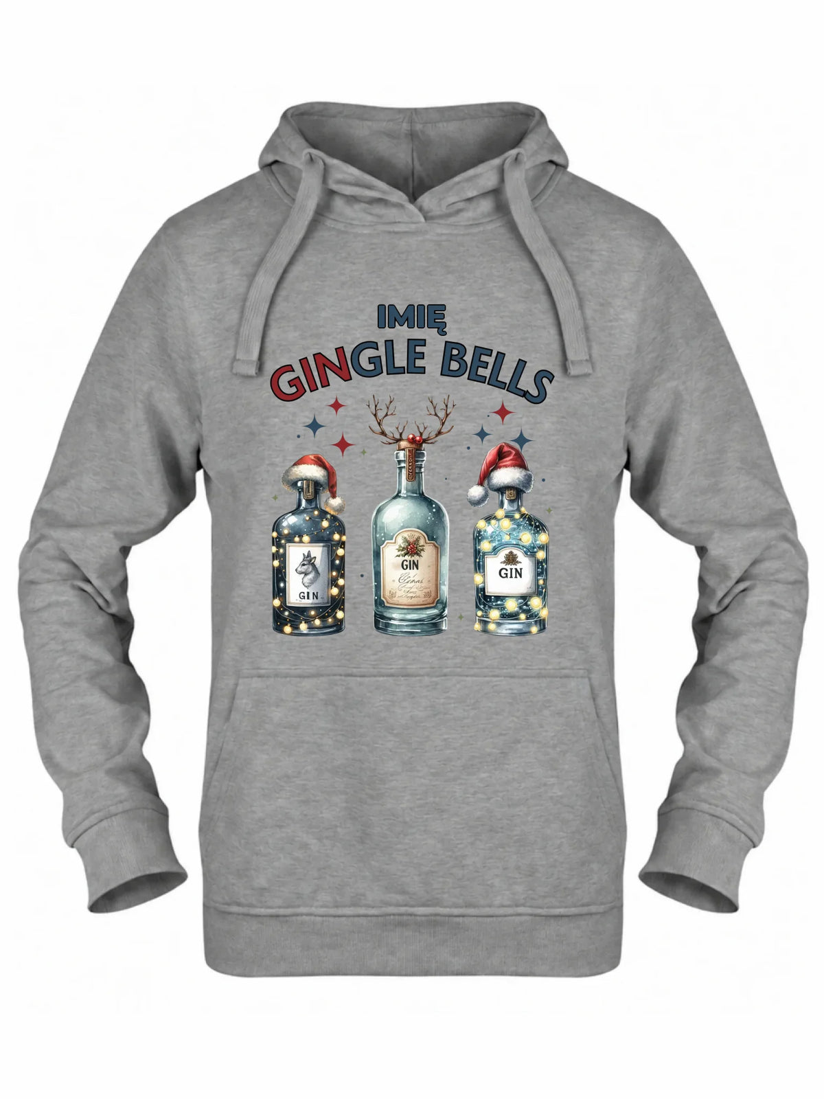 Bluza damska z kapturem świąteczna - Gin Gingle bells - personalizowana BN68