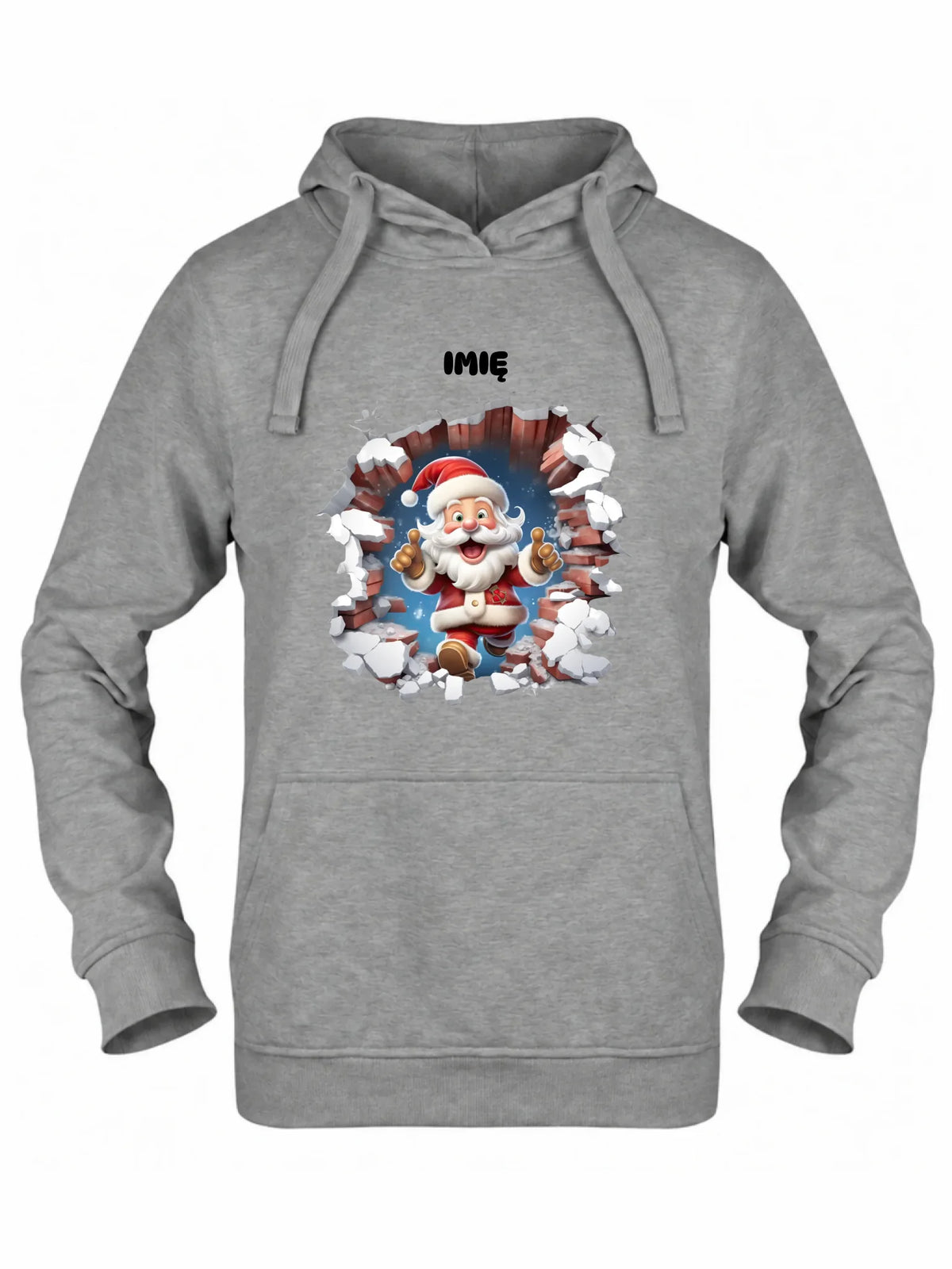 Bluza damska z kapturem świąteczna - Mikołaj 3D - personalizowana BN83