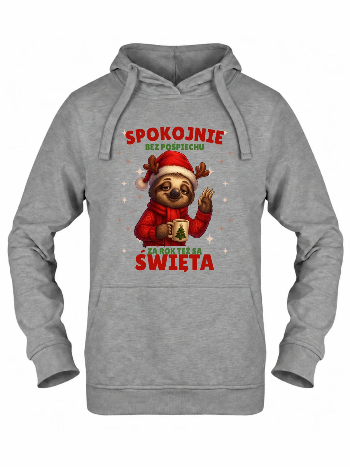 Bluza damska z kapturem świąteczna - Leniwiec Za rok też są święta BN92