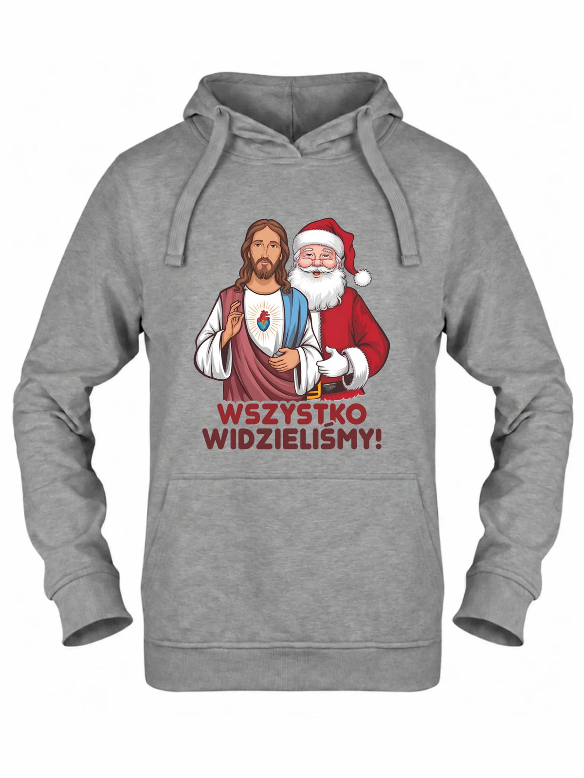 Bluza damska z kapturem świąteczna - Jezus i Mikołaj Wszystko widzieliśmy BN89