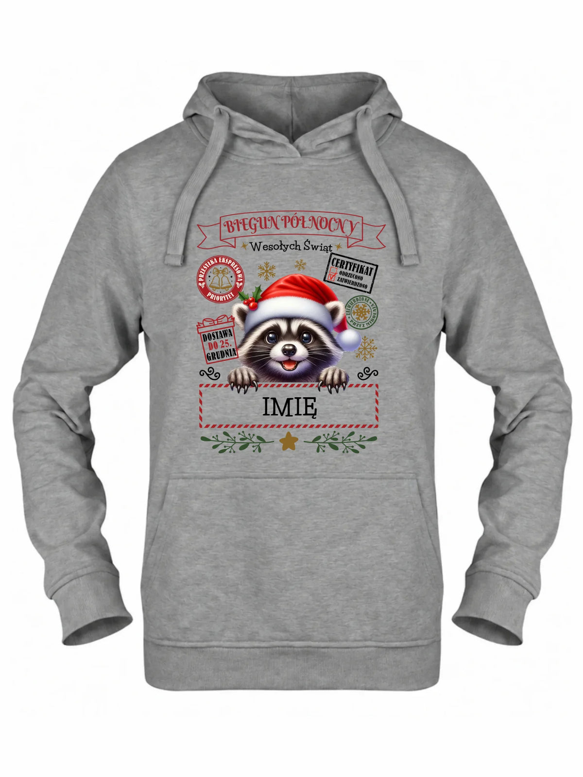 Bluza damska z kapturem świąteczna - Szop Paczka od Mikołaja - personalizowana BN145