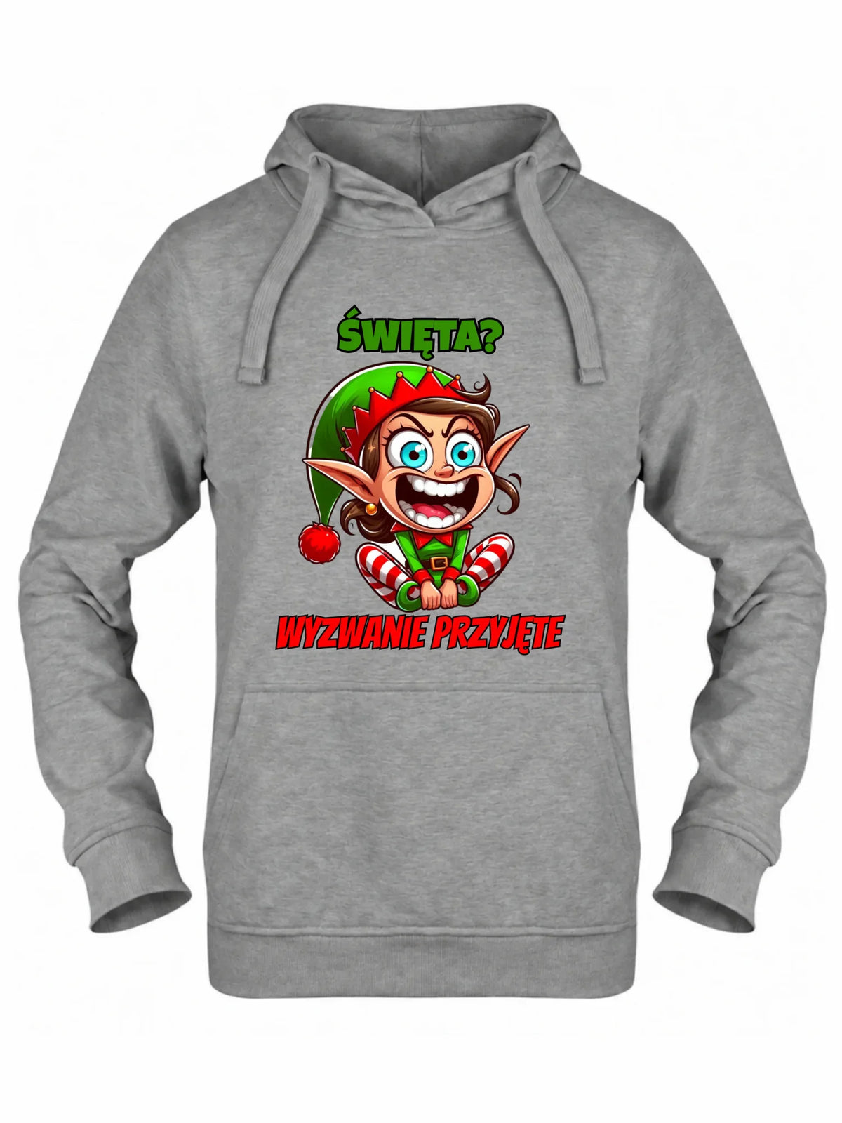 Bluza damska z kapturem świąteczna - Skrzat Wyzwanie przyjęte BN100