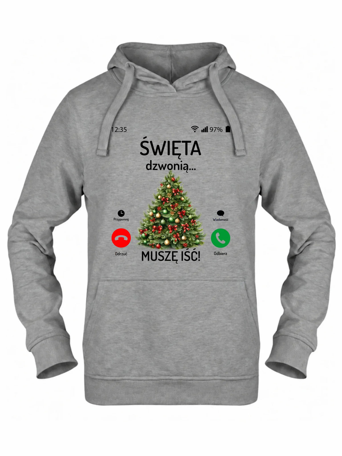 Bluza damska z kapturem świąteczna - Choinka Święta dzwonią muszę iść BN124