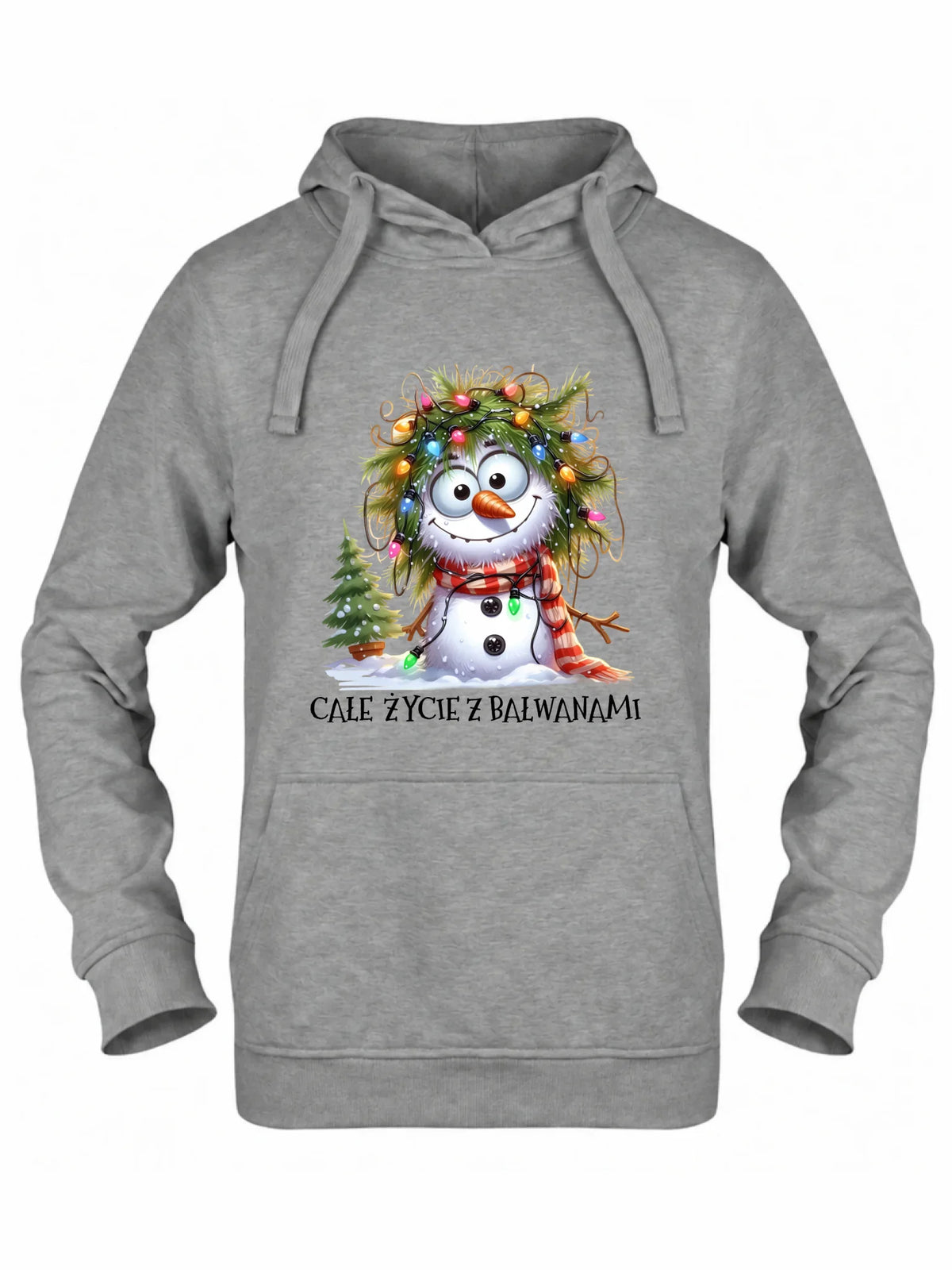 Bluza damska z kapturem świąteczna - Całe życie z bałwanami BN125