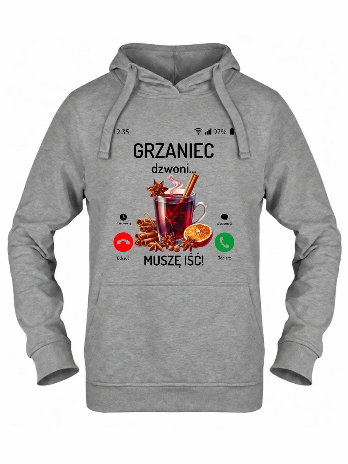 Bluza damska z kapturem świąteczna - Grzaniec dzwoni, muszę iść BN127
