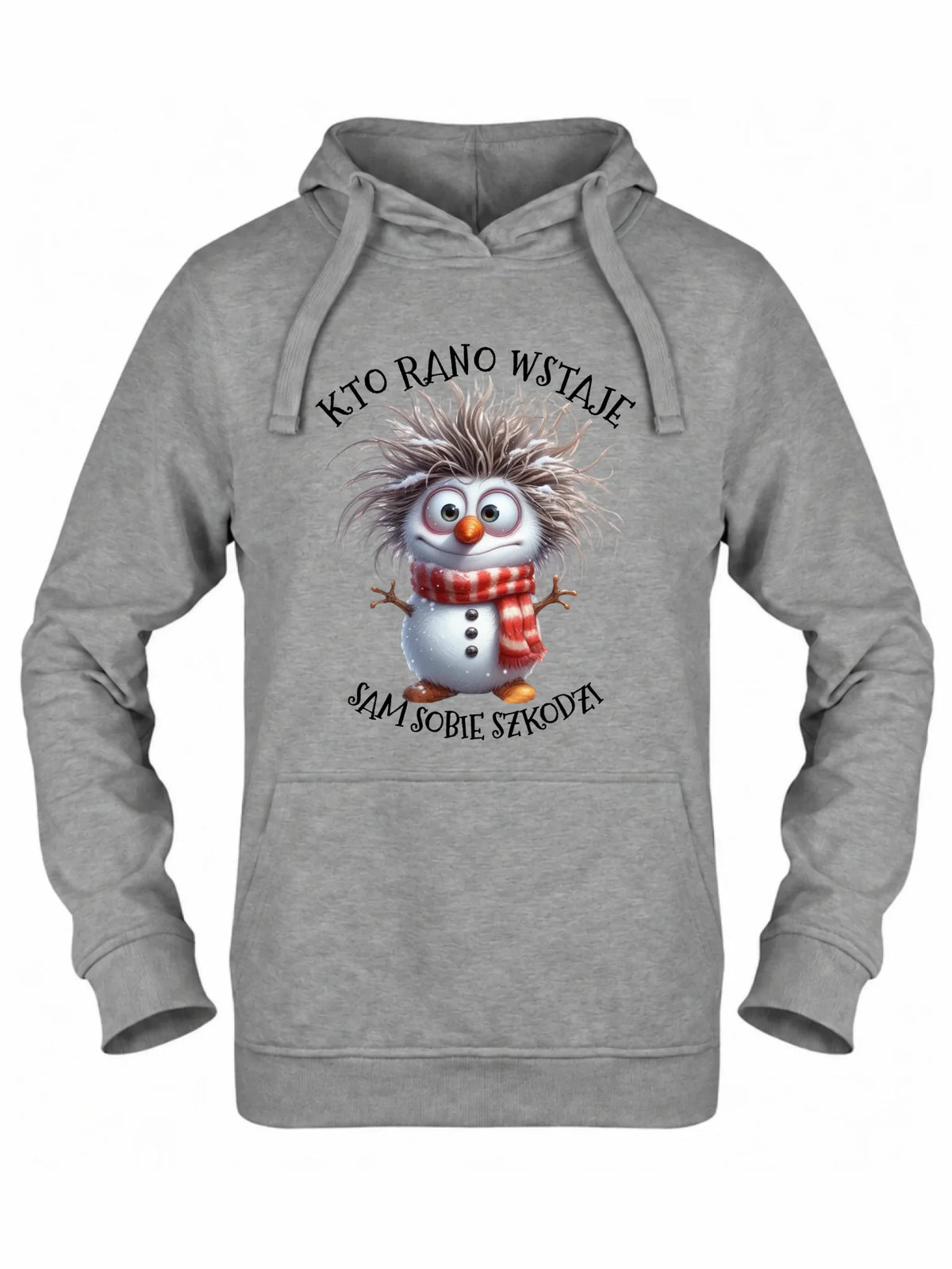 Bluza damska z kapturem świąteczna - Bałwanek - Kto rano wstaje sam sobie szkodzi BN133