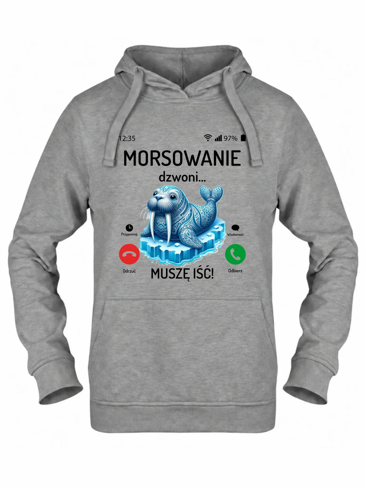Bluza damska z kapturem - prezent dla morsa - Morsowanie dzwoni muszę iść - Mors HM04