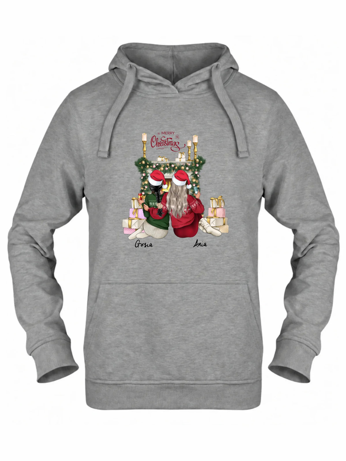Bluza damska z kapturem świąteczna - prezent dla przyjaciółki - personalizowane postacie 2-4 osoby PR04