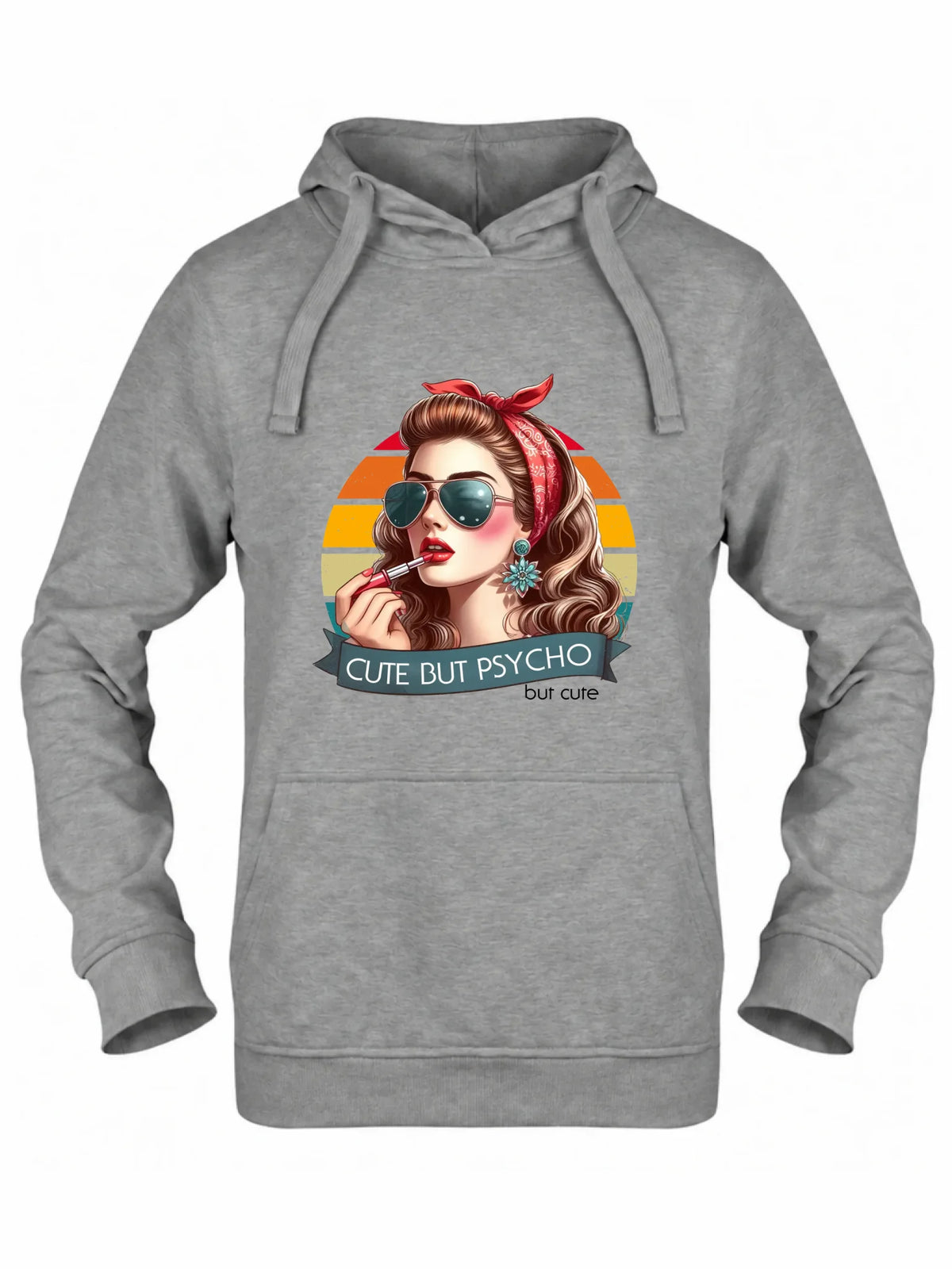 Bluza damska z kapturem – Cute but psycho - w stylu retro DZ09
