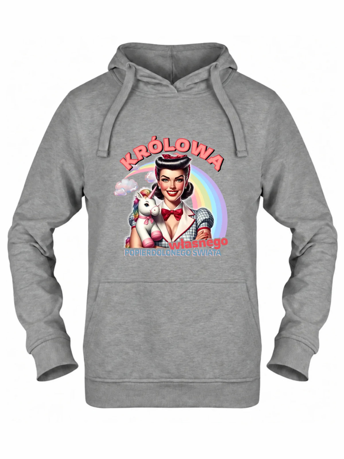 Bluza damska z kapturem retro – Królowa własnego popierd*onego świata - bez cenzury DZ08